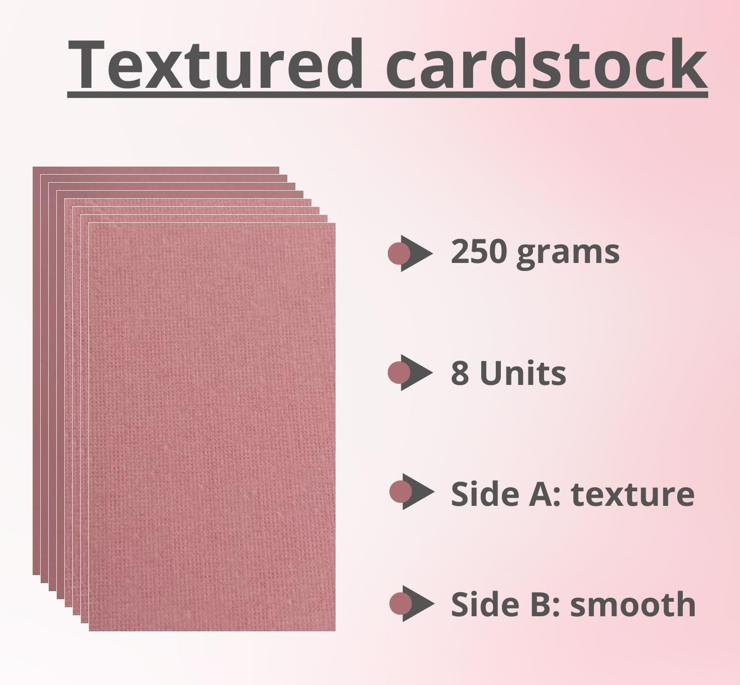 ASENME Pack of A3 Textured Cardboard, 8 units-250 Grams Textured Cardboard (Pastel Pink, A3/8Units) - Image 3