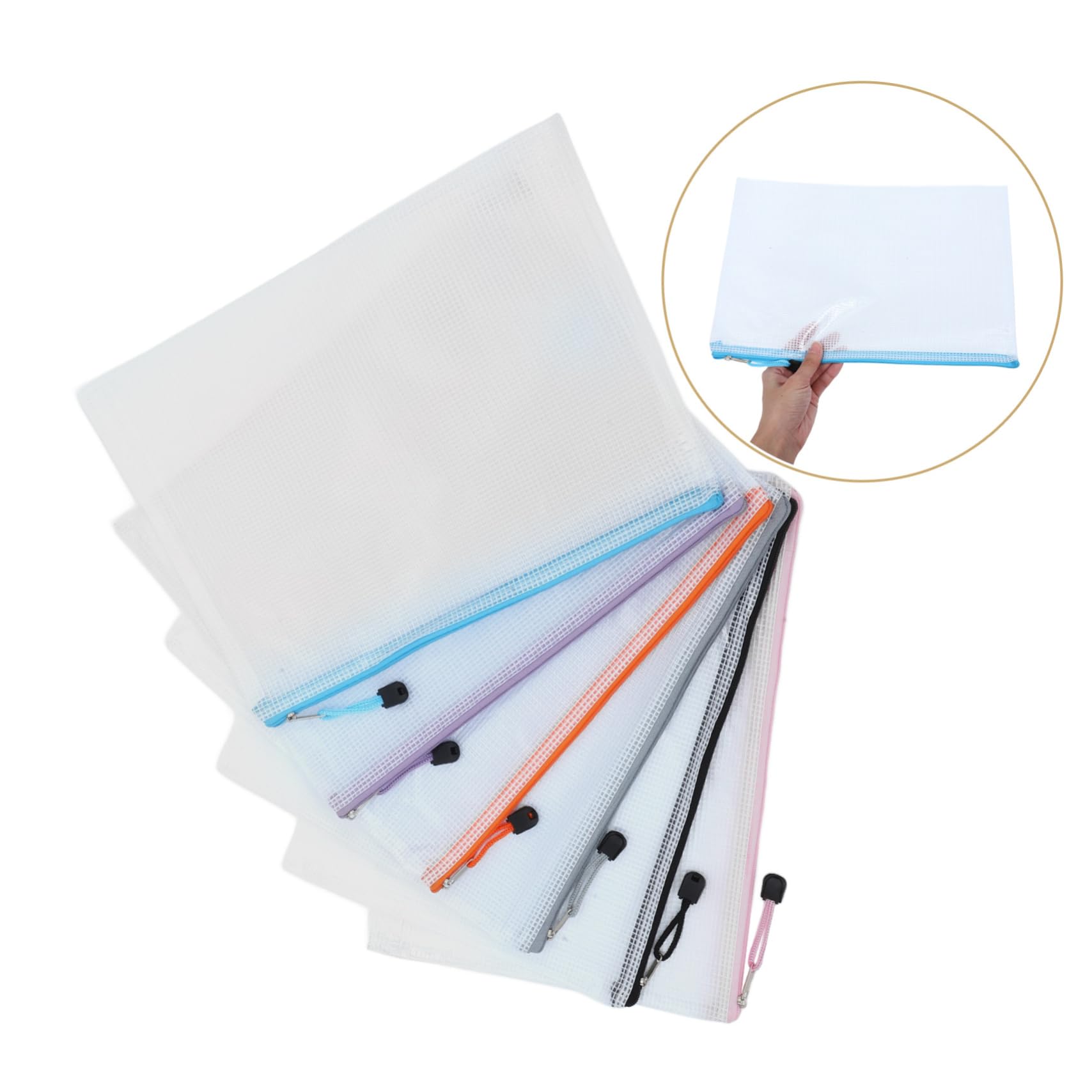 HOMSFOU 24pezzi Buste Organizzazione in Pvc Trasparenti con Cerniera per Scuola e Ufficio Sacchetti per Documenti e Materiali Versatili e Sicuri