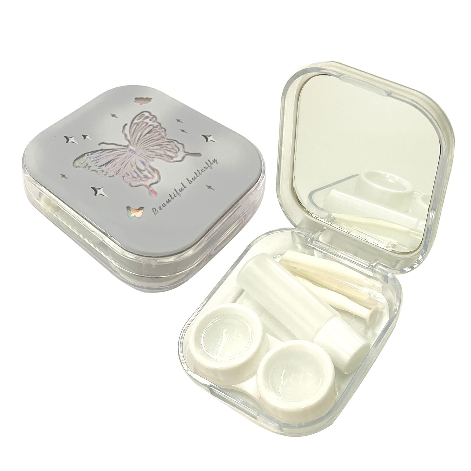 Butterfly Contact Lens Case Travel Size Eye Contact Case Cute Colored Contact Lenses Applicator Removal Tool Kit with