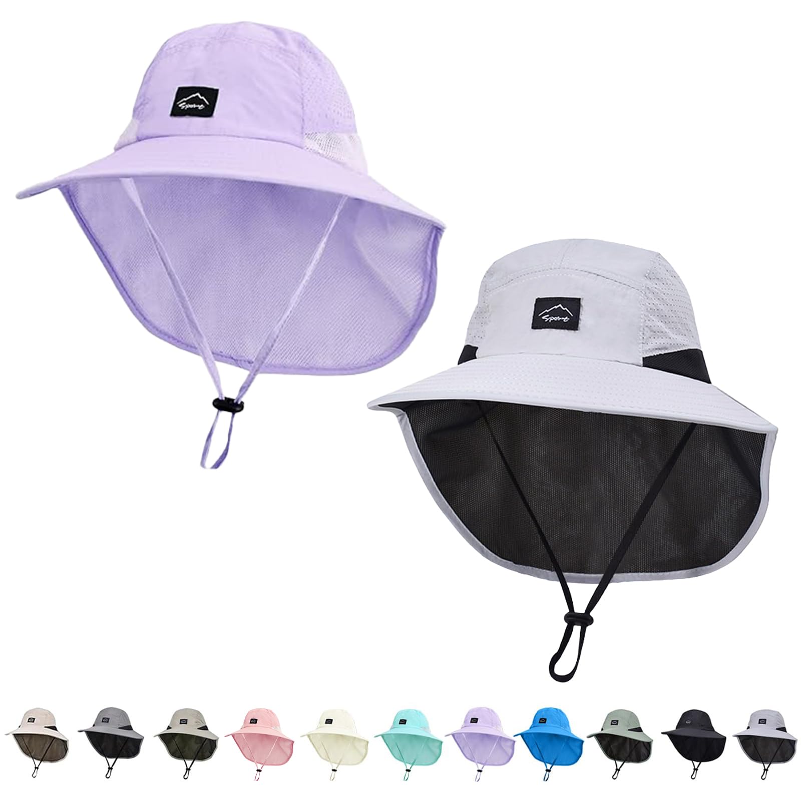 ZOORON Kids Sun Hat with Neck Flap UPF 50+ Beach Hats for Baby Boys Girls