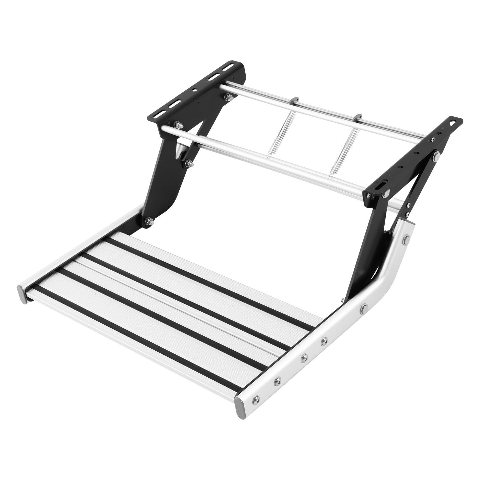 Peldaños de aluminio para autocaravana con tiras antideslizantes, escalones manuales para montaje en autocaravanas, con una capacidad de carga de 150 kg, peldaños plegables