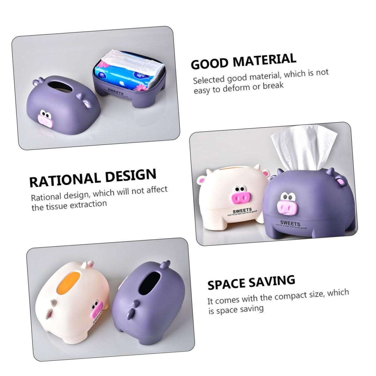 Cabilock 2piezas Caja De Almacenamiento Diseño De Ternero De Dibujos Animados Dispensador De Pañuelos para Uso Doméstico Soporte Creativo y Divertido para Higiénico