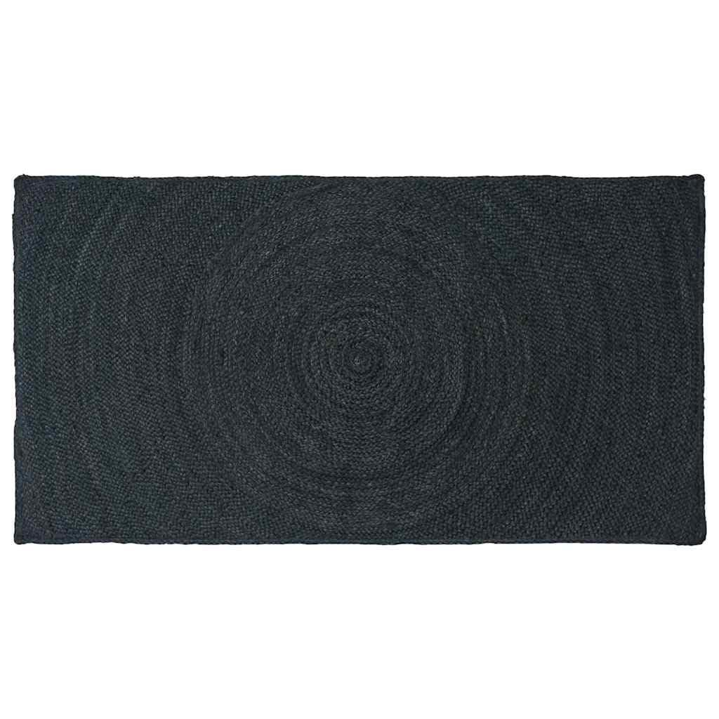 Tapis en jute naturel fait main gris foncé 100x200cm, l'élégance artisanale pour salon moderne