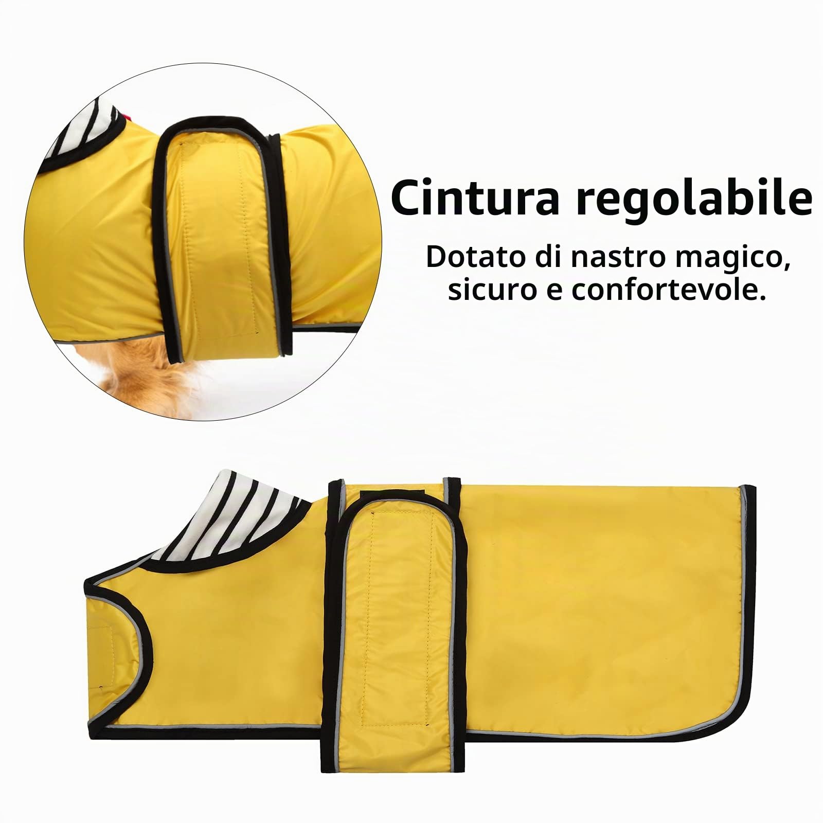 Geyecete-Cappotto Cane Impermeabile,Cappotto Bassotto,Bassotto Impermeabile Giacca con Regolabile Cintura,riflettuto Bassotto Giacca per piccola media Cani-Giallo-M