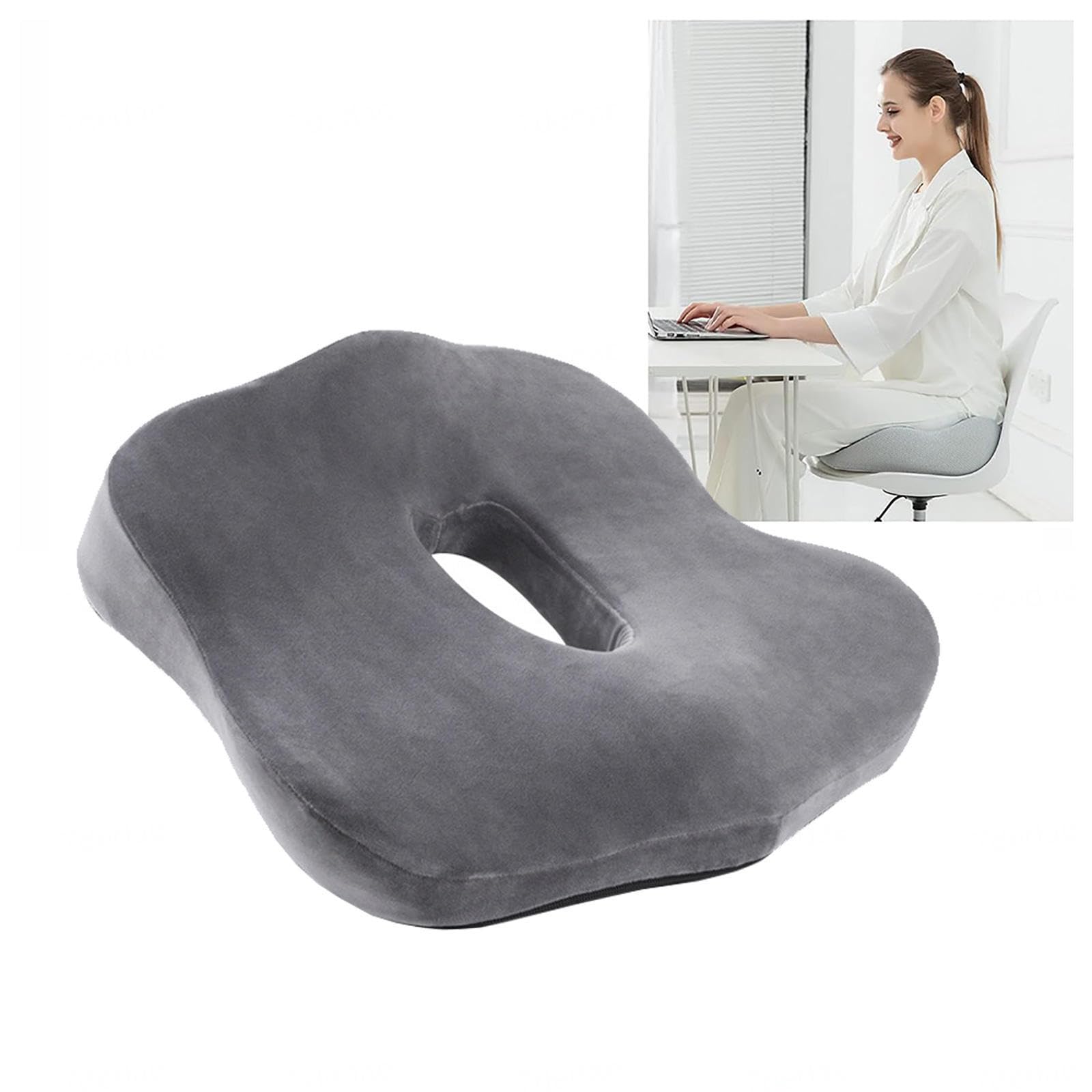 HAZARA Cuscino per Coccige Realizzato in Memory Foam Cuscino Del Sedile in Memory Foam per Ufficio,Auto,Sedia a Rotelle,Sedia Da Scuola,A-Gray