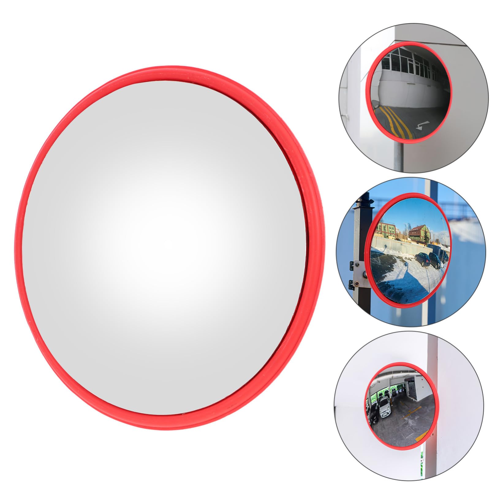 Specchio di Sicurezza Stradale da Esterni, 30cm, Rosso | Design Curvo ad Alta Definizione, Abs e Pc, Strumenti e Istruzioni Inclusi