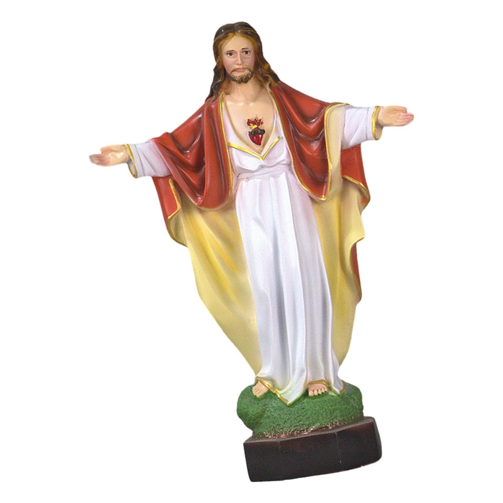 TWISAXC Elegant Catholic Sculpture Christmas Decoration Ornament Jesus Statue Figurine Collection Jesus Statue Is Beautifully Detailed With Rich Coloring Nice