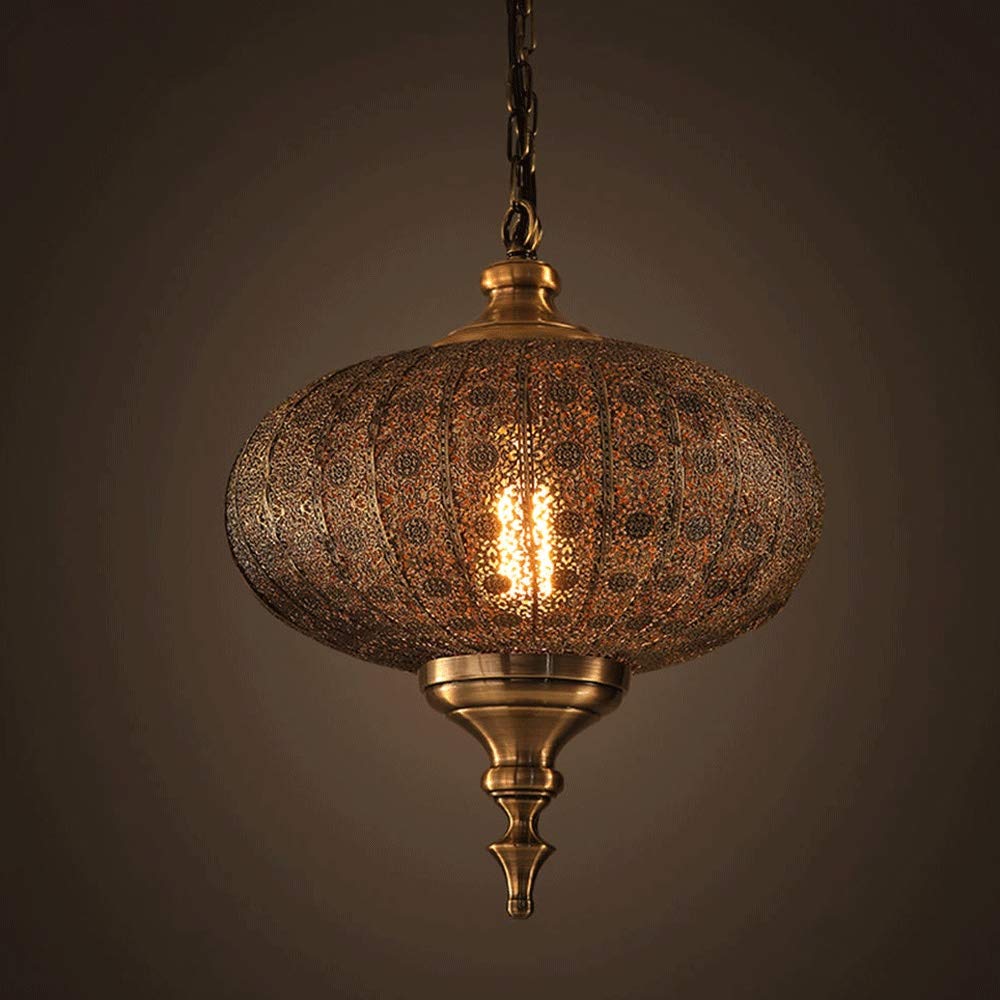 FZQSXAZU E27 Industrial Vintage Lamp LED Lantern Light Loft Fixture Ceiling Lighting Home Corridor Decor Pendant Simple Restaurant Birdcage Chandelier Wrought Iron Chandel