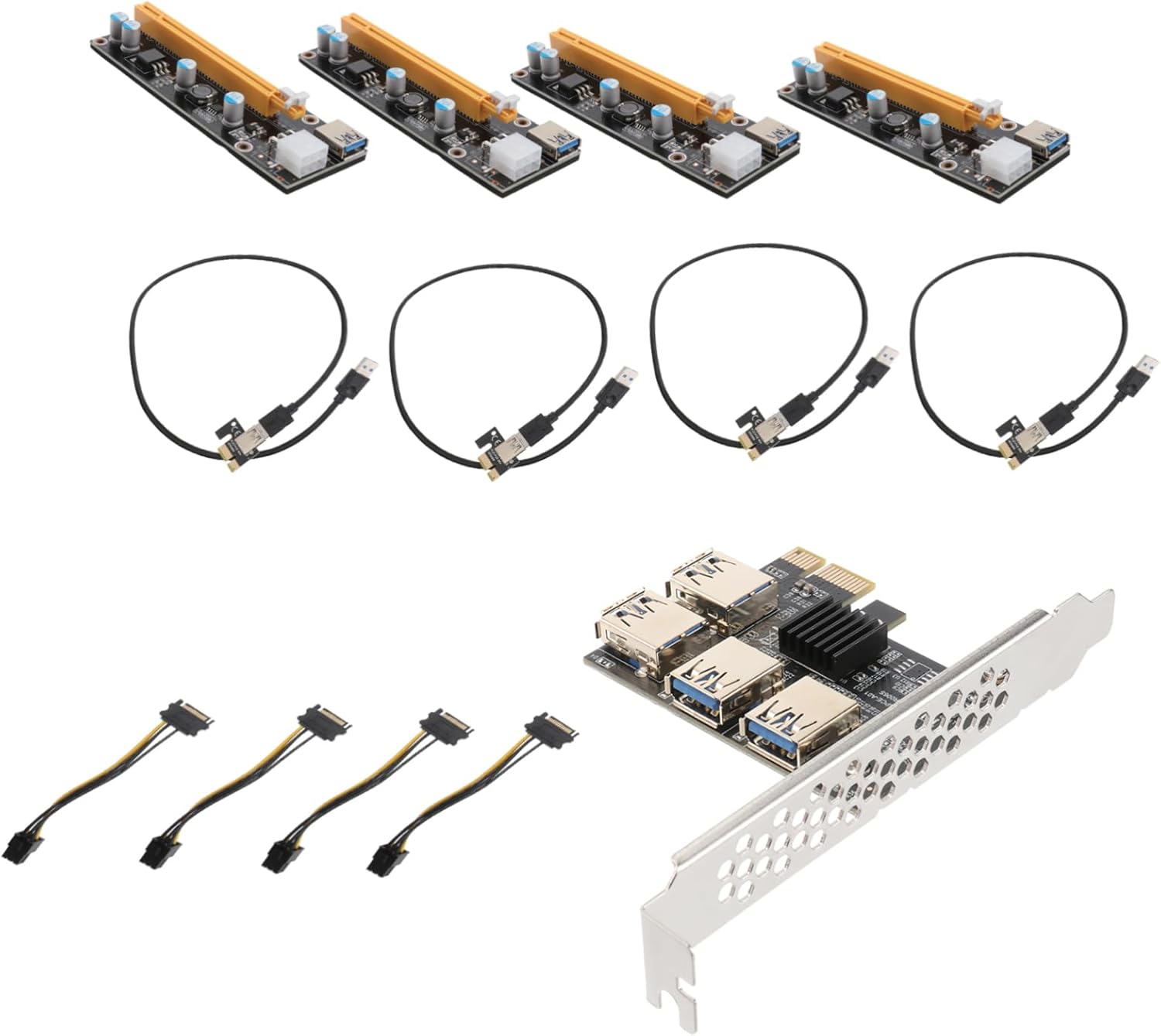Lurrose PCI-E 1 to 4 Adapter Card USB 3.0 PCIe Riser for Mining Computer Supply for Gaming and Workstations High-Speed PCI Express Expansion for Desktop