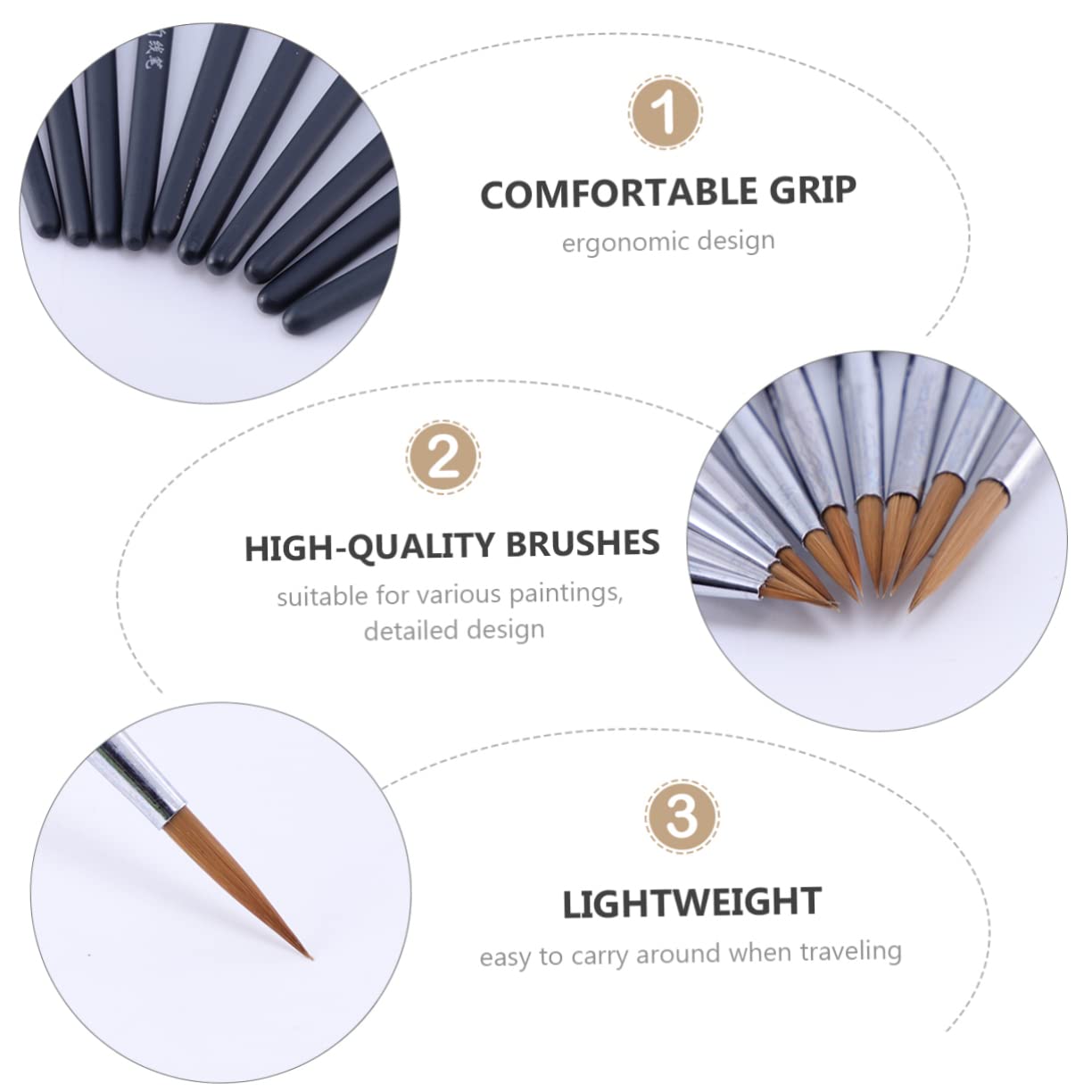 Operitacx 30piezas Pinceles De Detalle para Acrílica y Pinceles De Pelo Fino para y Manualidades para Diseño De Uñas y Facial