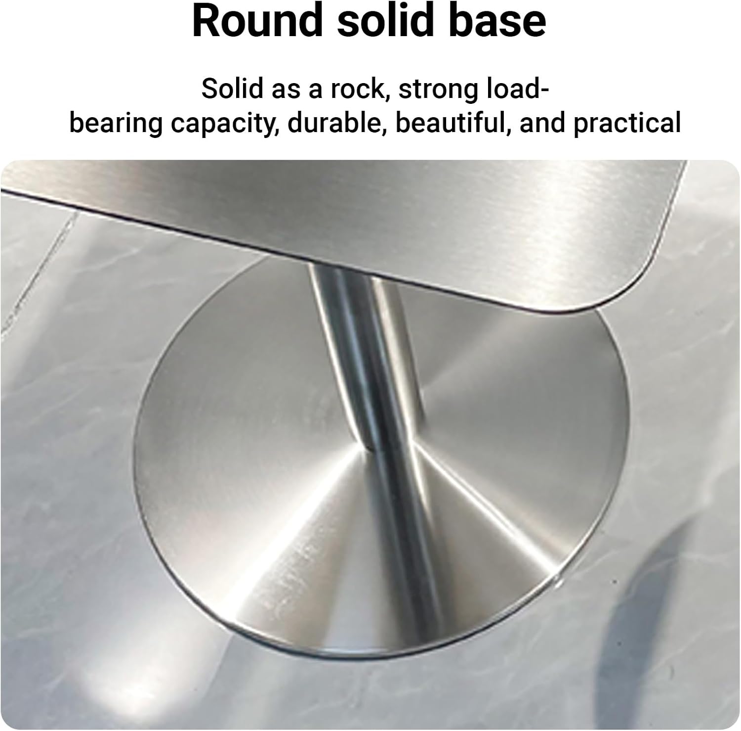 Modern Stainless Steel Round Dining Table，Living Room Side Table，Kitchen Breakfast Desk,for Cafe, Home, Dining Room，Bar Pub(Square,50cm/19.6in)