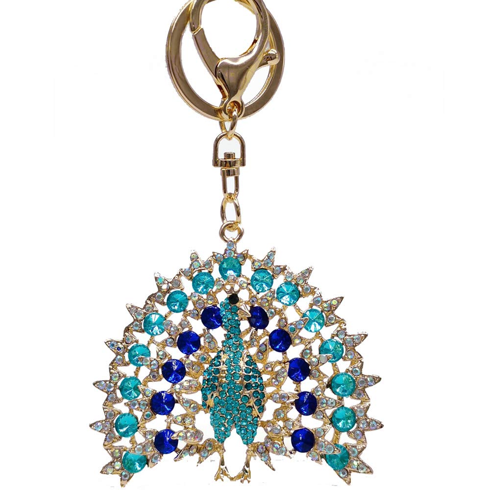 Colorful Peacock Open Screen Rhinestone Cart Creative Keychain Jewelry