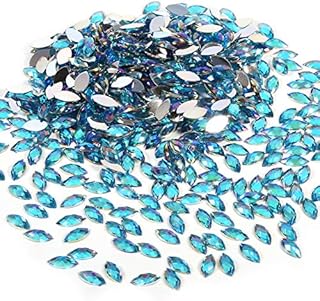 ViaGasaFamido 500Pcs Horse Eye Crystal Rhinestone, Flat Back Horse Eye Shape AB Gems Acrylic Rhinestone for DIY Costume Clothes Making 7 x 15mm(White)