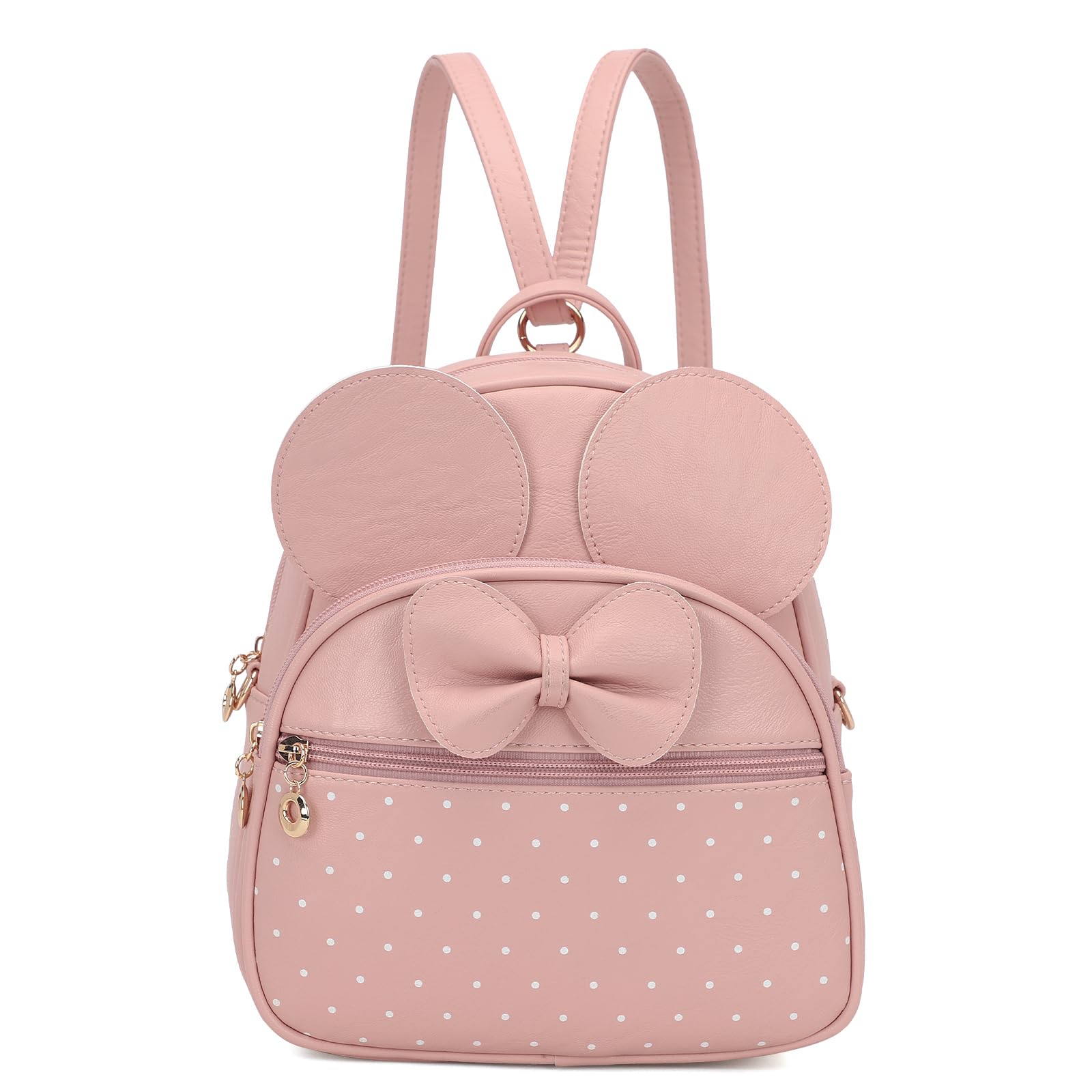 KL928 Girls Mini Backpack Bowknot Polka Dot Cute Daypacks Convertible Shoulder Bag Purse for Women (L.Pink)