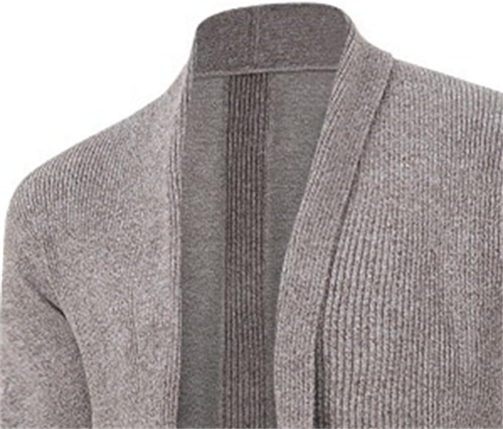 Men's Long Cardigan Sweater Casual Open Front Shawl Collar Long Sleeve Slim Fit Lightweight Sweaters