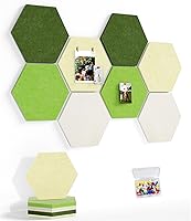 Vista 25 de Tablero de anuncios grande de 12 pulgadas con 30 pasadores, paquete de 8 tableros de anuncios de fieltro hexagonal para oficina en casa, azulejos