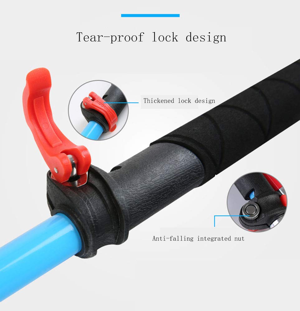 Kije trekkingowe pięciokrotne lotnictwo materiał z włókna węglowego, długość przechowywania 35 cm, wbudowany drut gumowy, para na sprzedaż, niebieski
