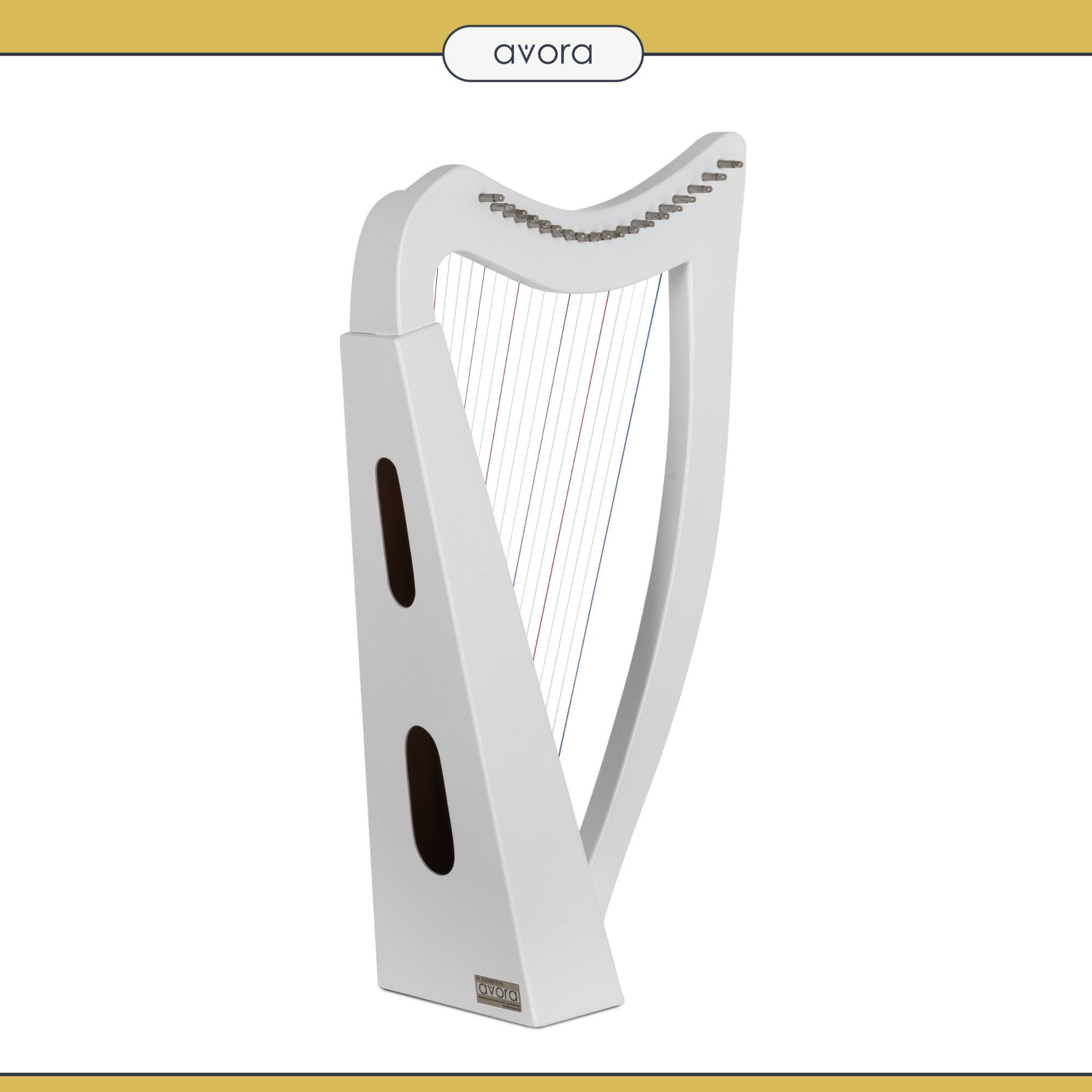 Avora Harpe Celtique 19 cordes blanche artisanale housse accordeur diatonique do majeur micro-accordeurs légère compacte