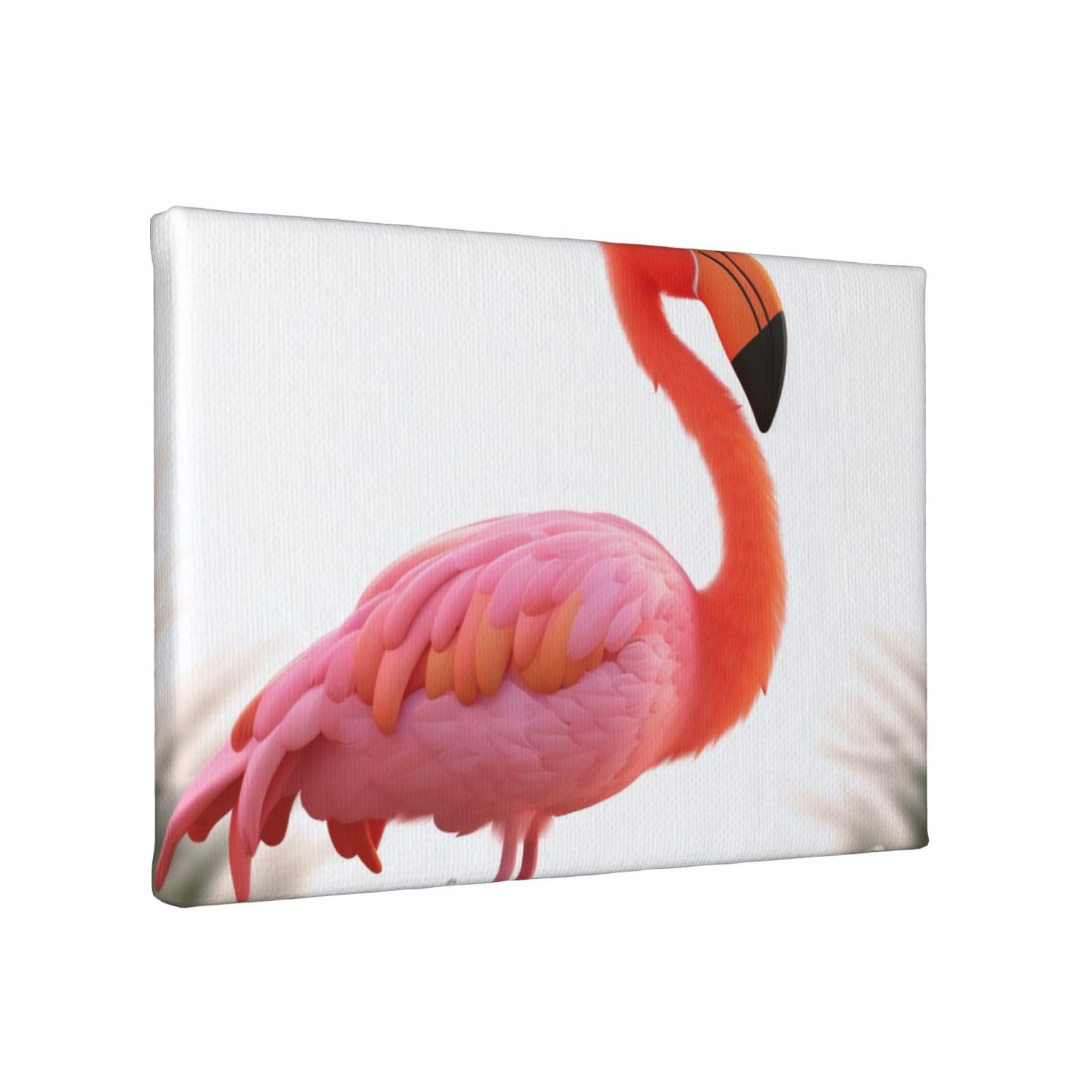 YKLJG cartoon flamingo Printed Wall Art Canvas Painting 30x20 CM Wooden Framed Picture Painting Artwork Prints for Bedroom Kitchen Home Office Decor