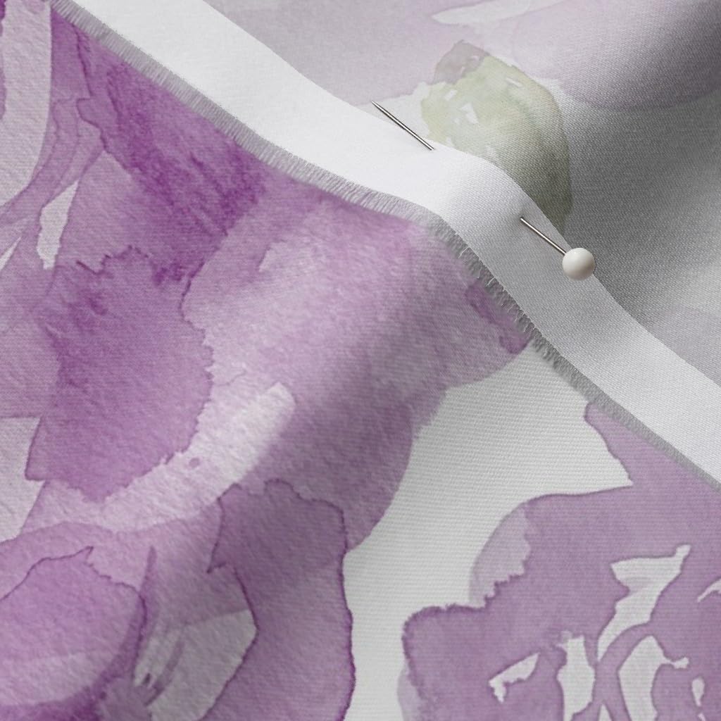 Spoonflower Fabric - Rose Violet Watercolor Peony Lavendar Purple Floral Printed on Organic Cotton Sateen Fabric by The Yard - Sewing Quilting Apparel Home Decor