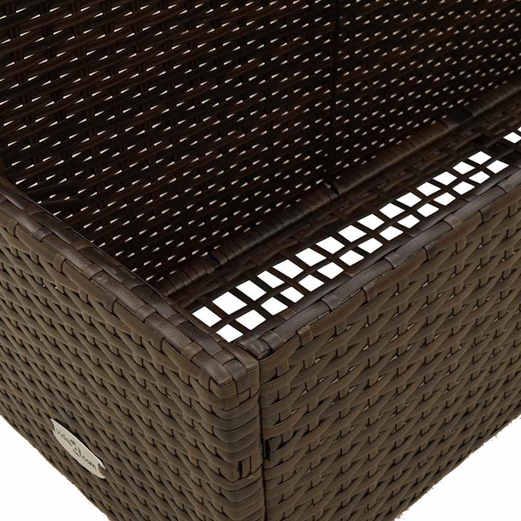 Pool Aufbewahrungsbox Braun 43.31x39.37x22.44 Zoll Poly Rattan mit Fächern Garten Truhe für Poolzubehör Spielzeug Handtücher