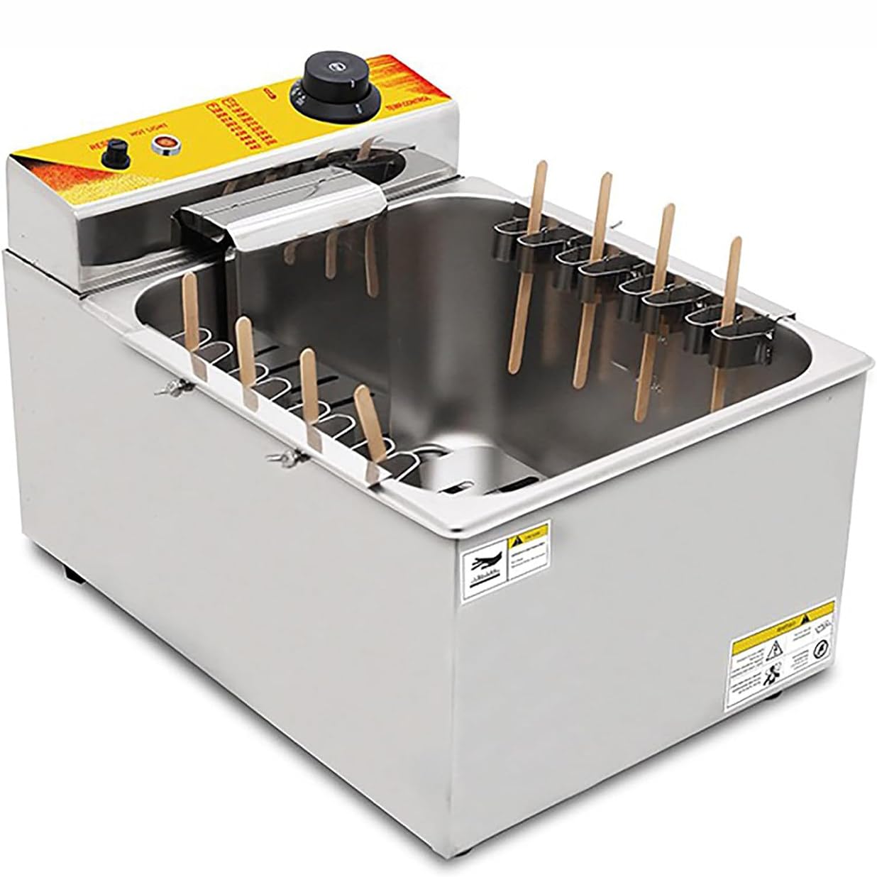 HTTGDGDH 12L Electric Fryer, Countertop Stainless Steel Commercial Kitchen Fryer, 8 Piece Sausage Frying Equipment,