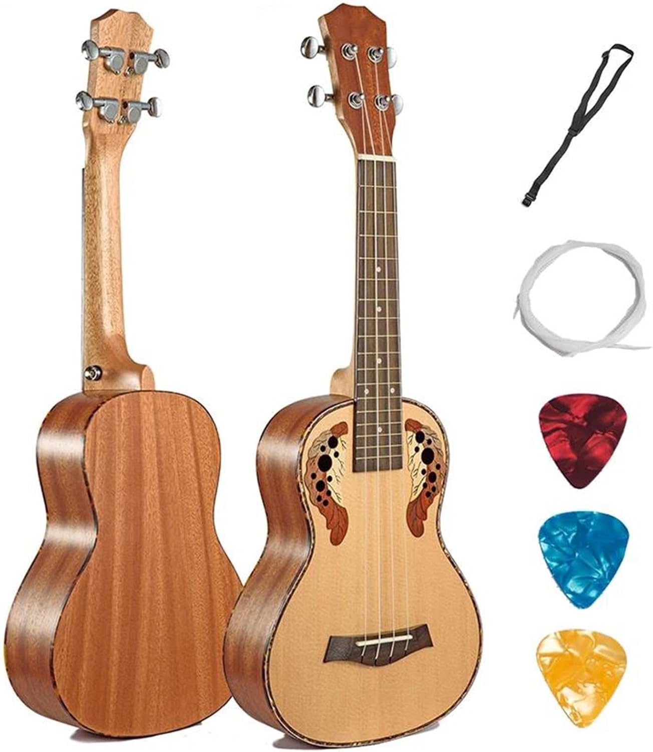 Adult Ukulele Ukulele Spruce 23 26 Inch Mini Hawaiian Guitar Acoustic Electric Concert Tenor 4 String Ukulele(A,23inch)