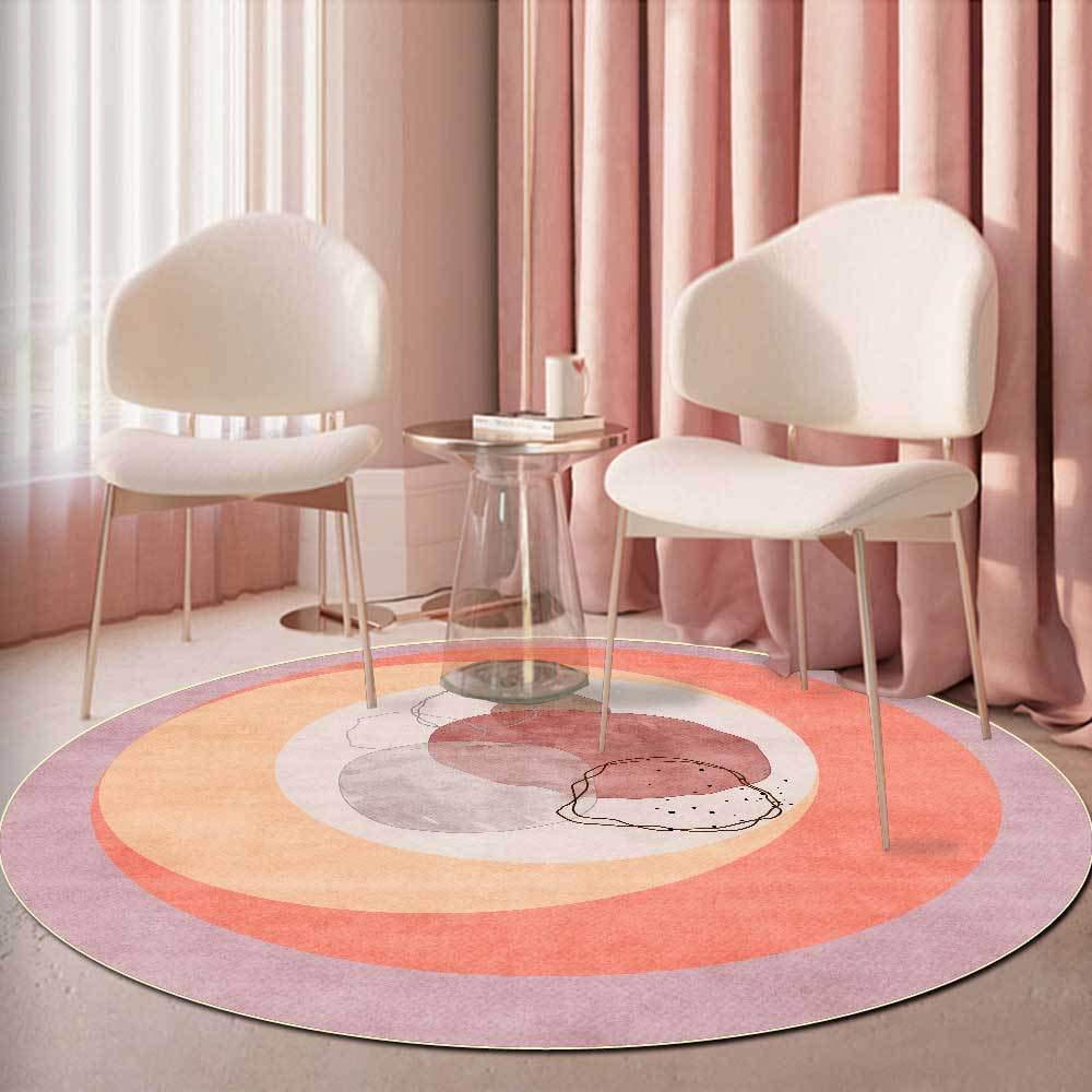 Tapis rond rouge géométrique de 190 cm pour sublimer votre chambre à coucher