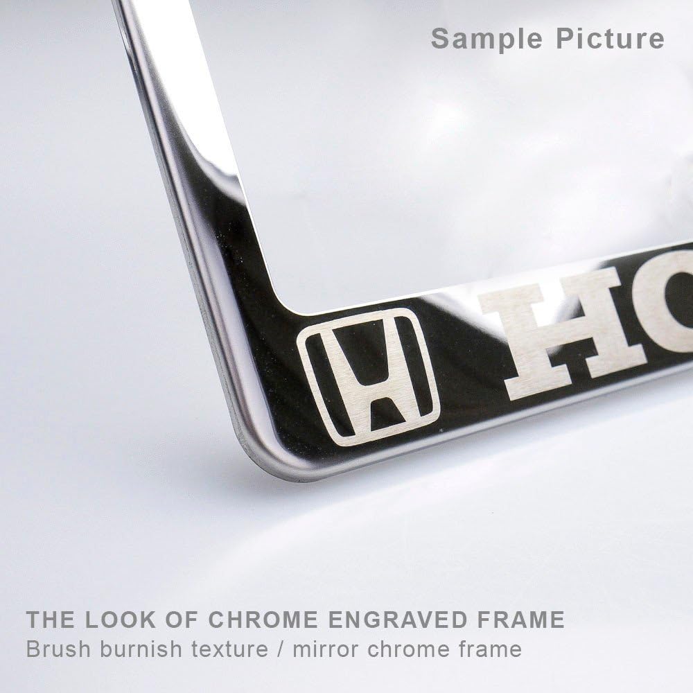 Laser Engraving Customized Electroplating Blue Stainless Steel License Plate Frame w/Screw Caps & Hardwares (Upgraded/No Peeling)