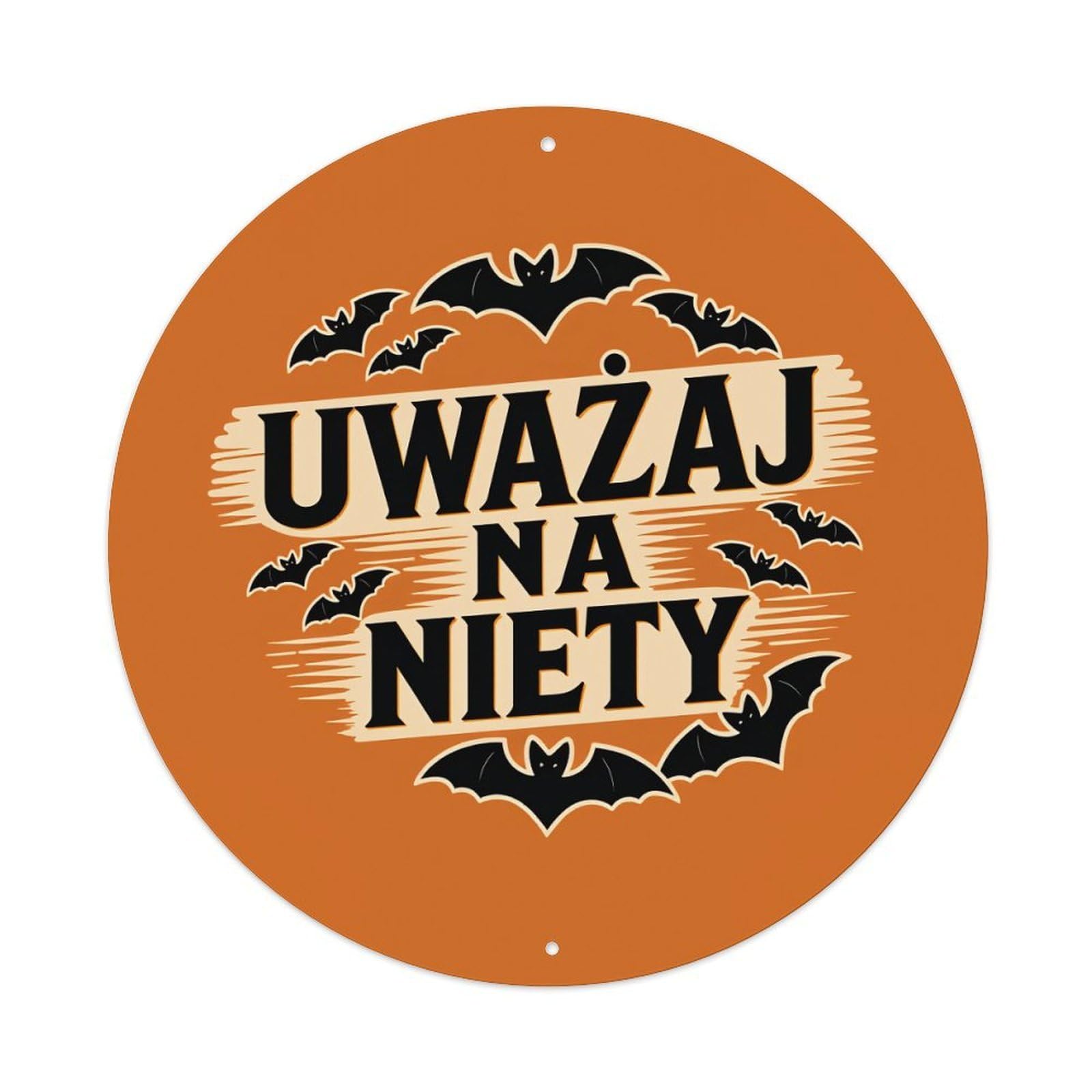 Bat Warning Sign Orange Background Round Tin Sign Vintage Style Metal Sign Home Bar Garden Wall Plaque Decor Metal Poster 8x8 Inch