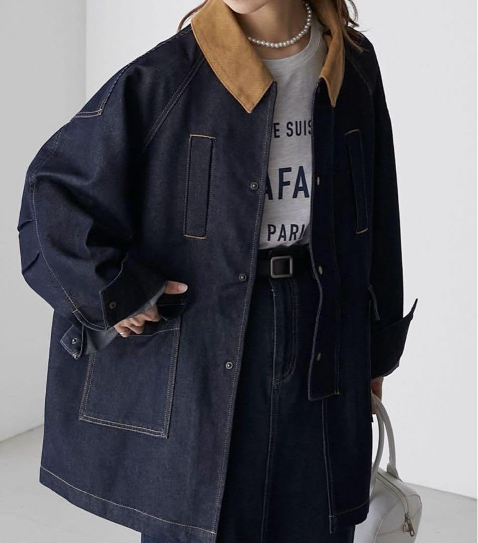 Amazon.co.jp: 2way 襟コーデュロイルーズデニムカバーオール