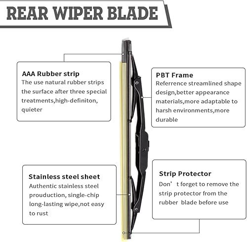 Miniatura 4 de Juego de 2 limpiaparabrisas trasero de repuesto para Chevrolet Chevy Trax 2013-2020 GMC Acadia 2017-2021 Jeep compass 2007-2016, ventana de