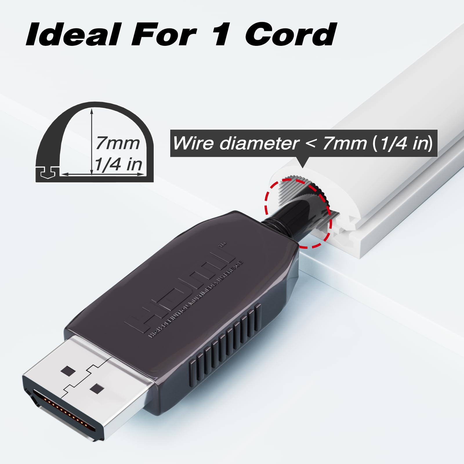 Ocultador de cables de silicona de 78 pulgadas para TV de montaje en pared, ocultador de cables autoadhesivo para 1 cable (1/4 pulgadas de diámetro), gestión de cables debajo del escritorio