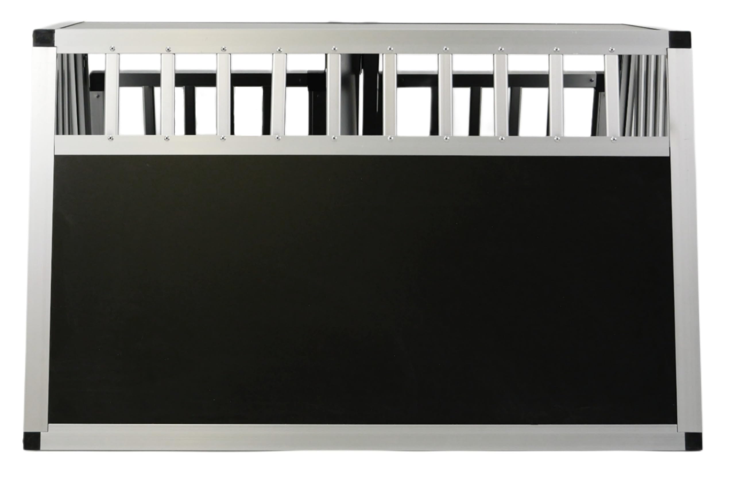 DOGHEAD Hundetransportbox Ecoline, Double 90x65x55 cm, Schwarz, Aluminium, Beidseitig Abgeschrägt 75°, 2 Trennwände