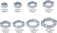 Vista 2 de Proster Surtido de 140 abrazaderas de manguera de doble oreja – Abrazaderas de manguera de doble oreja ajustables de 0.197-0.906 in de acero