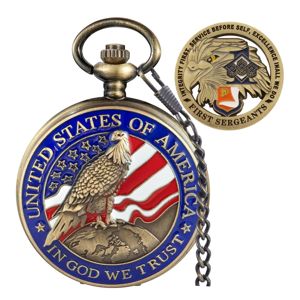 Tiong Gifts for Veterans,Pocket Watch for Veterans with Chain,Best Veterans Day Gifts