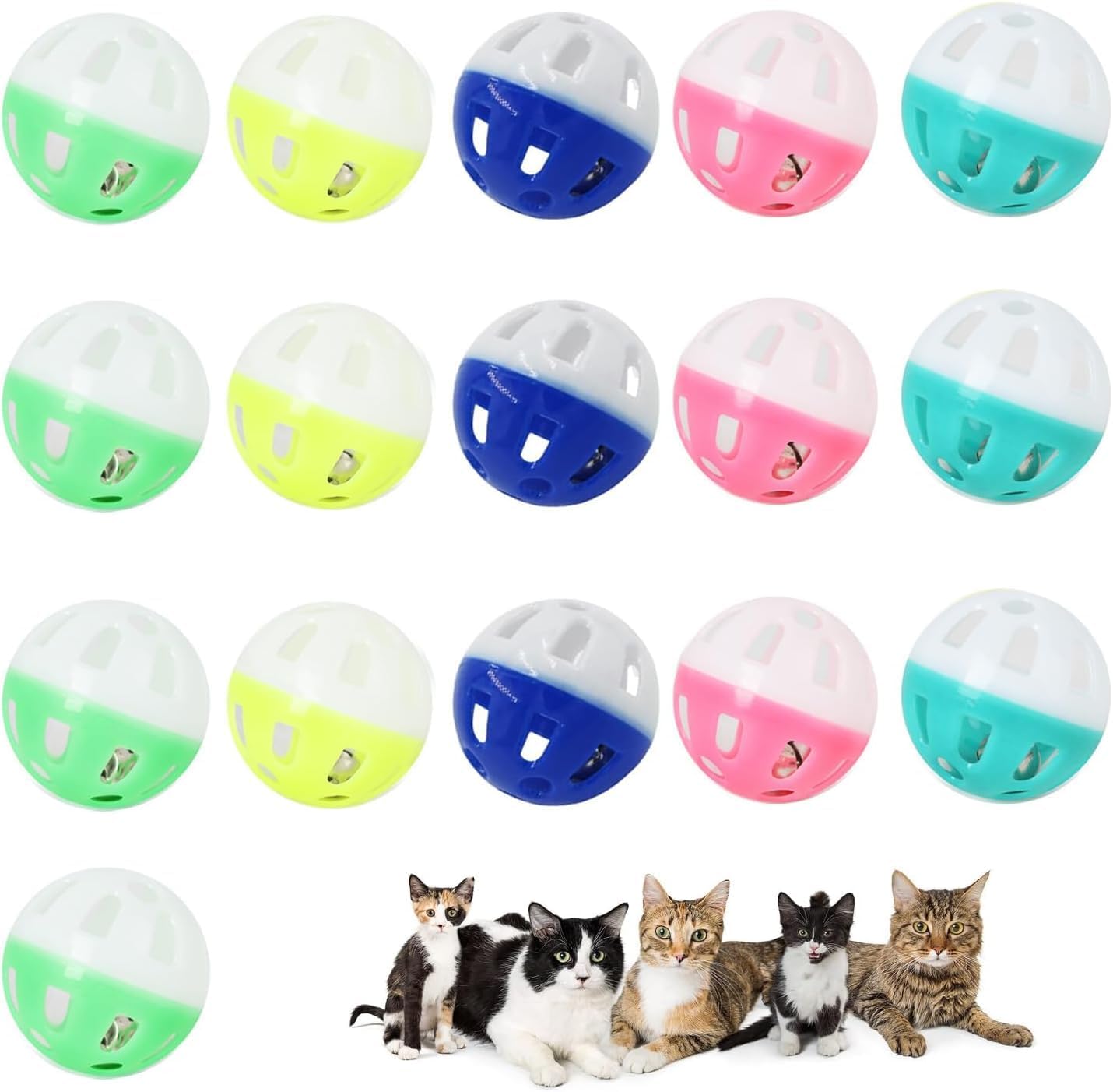 JNGTKL 16 Pcs Cat Toy Balls With Bell, Randomly Colored Cat Balls, Small, Cute, And Practical Cat Ball Toy, Kitten Balls Used To Provide Play And Entertainment For Cats