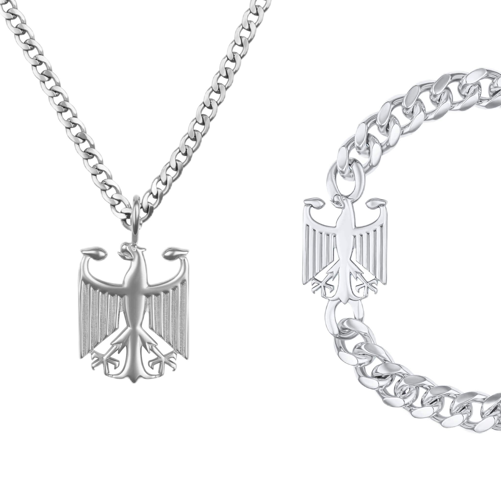 d'origine Deutschland Adler Kette und Armband Set Herren Panzerkette