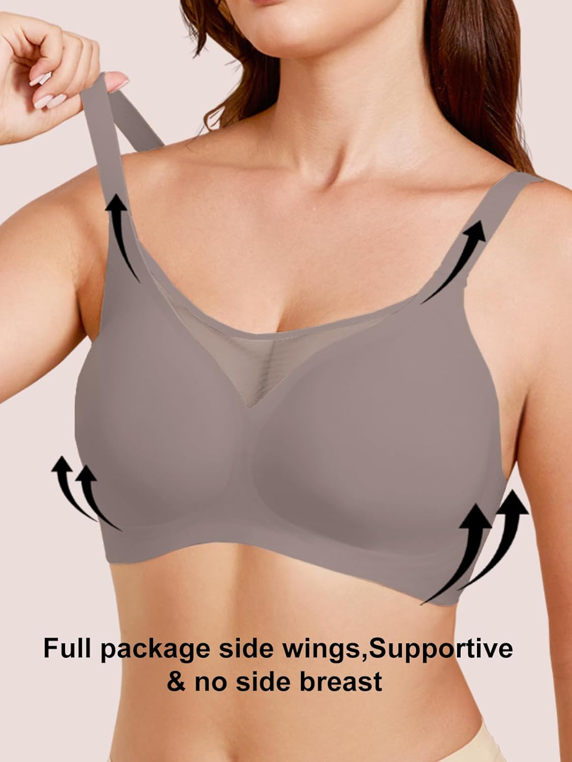 COCOMARTS Jelly Bras for Women No Underwire Push Up V Mesh Seamless Comfort Tshirt Bra Supportive Lift Bralette Everyday Bra - Image 3