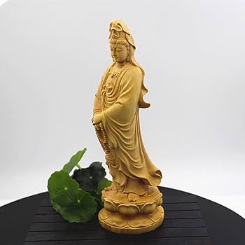 置物　木彫観音様 仏像 木彫り 置物 龍上観音 観音像 龍乗観音 龍観音 高級天然