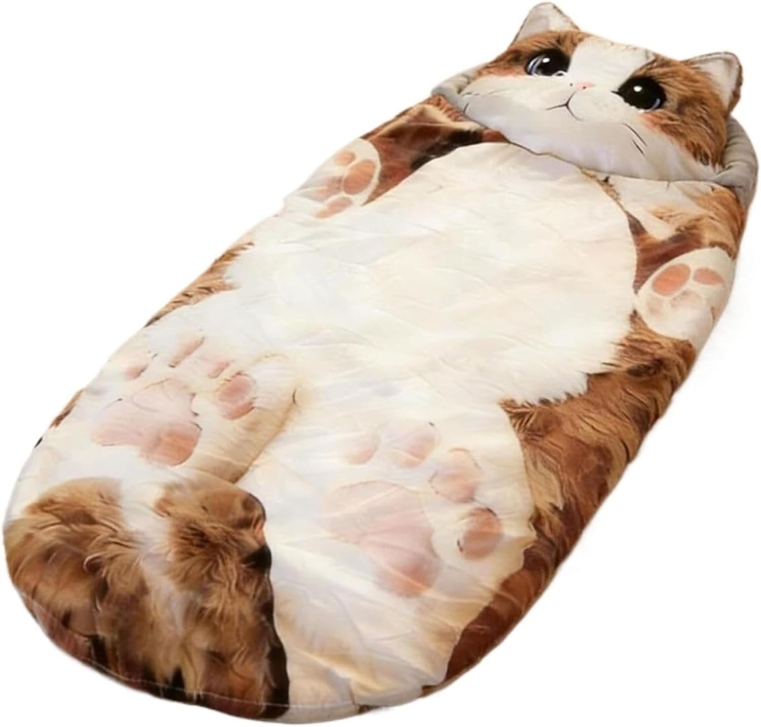 Fluffy Cat Sleeping Bag for Adults, 69"x31" Adorable Cat Envelope Sleeping Bag Plush Washable Warm Blanket for Camping Travel Sleepovers Home(Style 3)