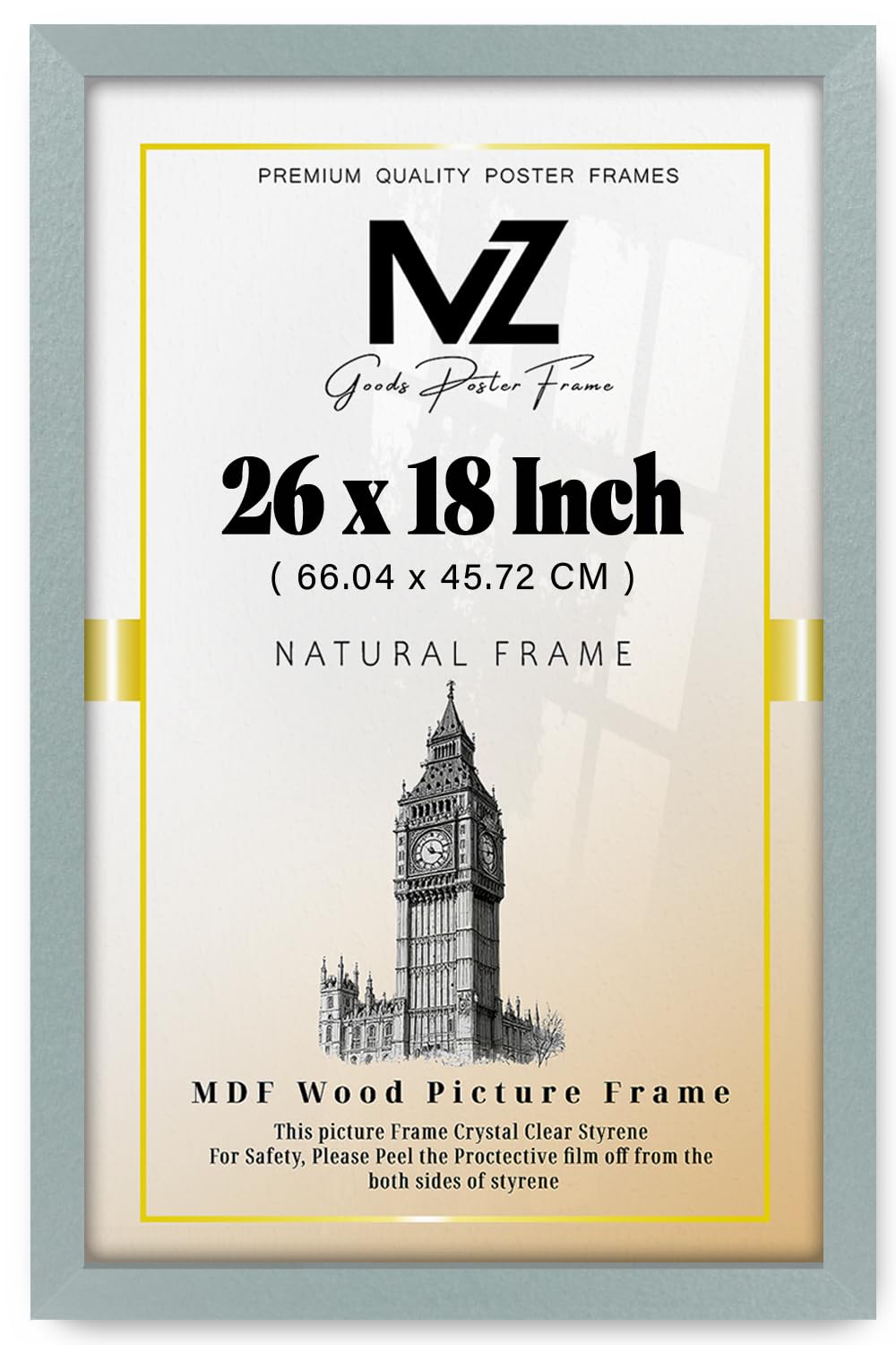 Mz Goods Silver | Mdf Poster Frame (66.04 X 45.72 Cm) 45.72 X 66.04 Cm For Family Portraits, Diplomas & Wall Art, Sturdy Build, Includes Hanging Hooks For Mounting [ ]