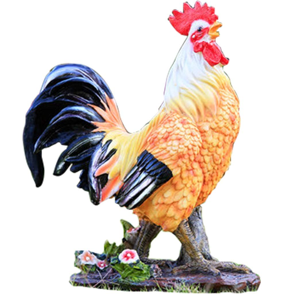 PAGOIAAR Garden Statue Animal Sculpture Outdoor Decor Gift Outdoor Statues Outdoor Simulation Hen Statue Garden Resin Animal Decoration Courtyard Red Rooster Sculpture(31.5 * 18.5 * 41cm)