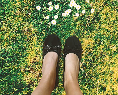 Women's Patent Style Foldable Portable Ballet Flats Shoes - Travel Wedding Foldup Slip On in a Carry Pouch4