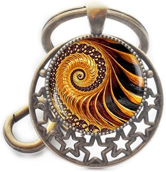 Golden Fractal Keychain Fractal jewelry, Fibonacci Spiral Key Ring, Golden Ratio, Fibonacci Key Ring, Sacred geometry,Q006