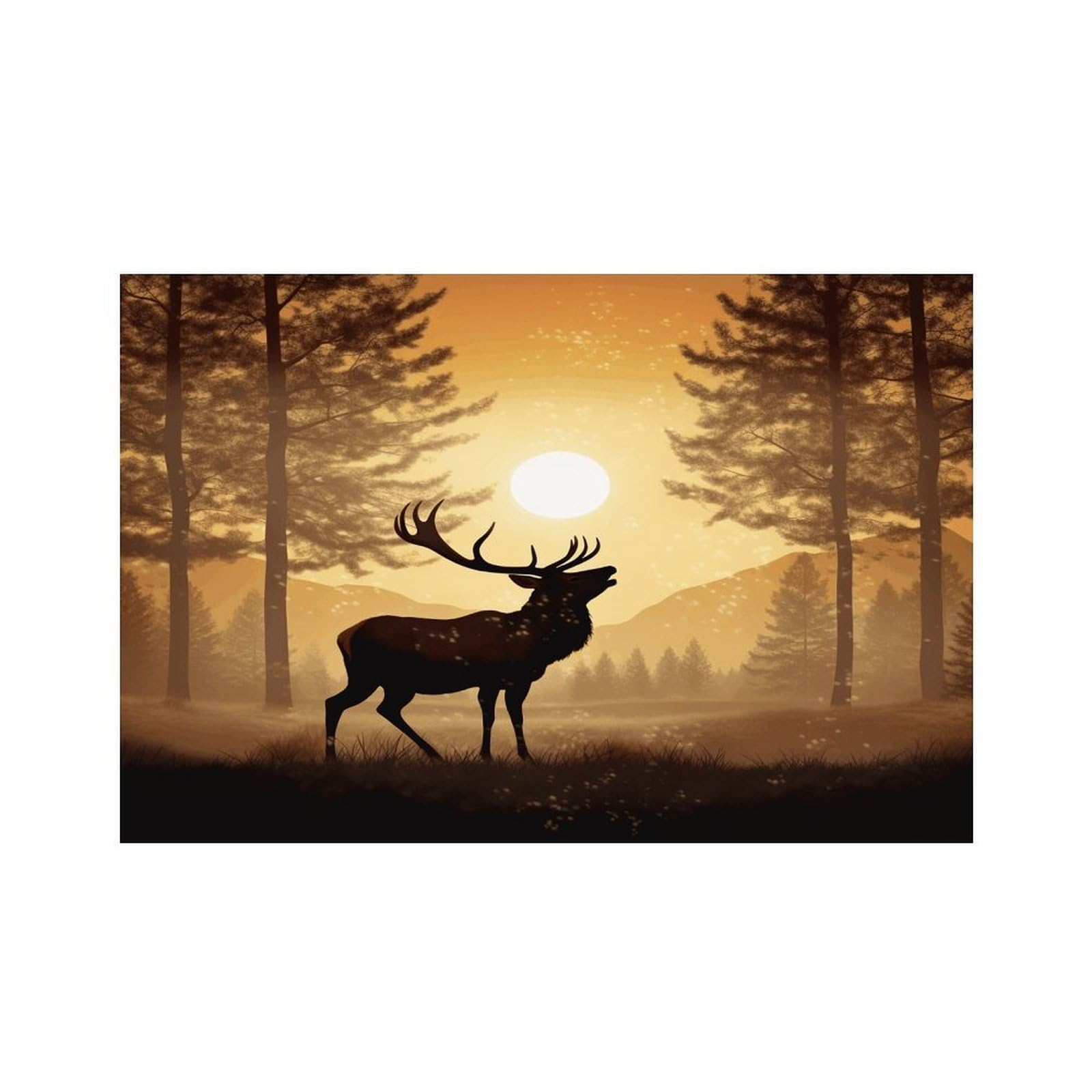 Elk Artwork Placemats Non-Slip Heat Resistant Table Mats Flax Washable Cloth Place Mats Easy to Clean Premium Placemat for Kitchen Dining Table Decor Party Outdoor