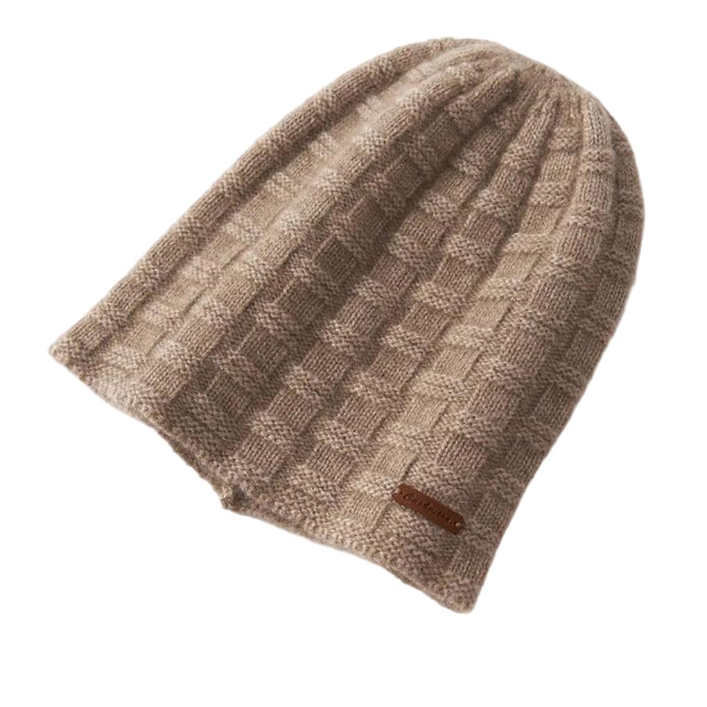 Bonnet d'hiver beige unisexe en maille pour affronter le froid en ville