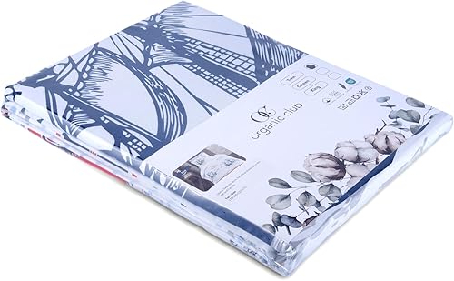 Miniatura 8 de Bahar Tekstil Juego de funda de edredón 100% algodón, juego de 3 fundas de edredón de algodón Caro (azul) Funda de edredón ligera con dos fundas de