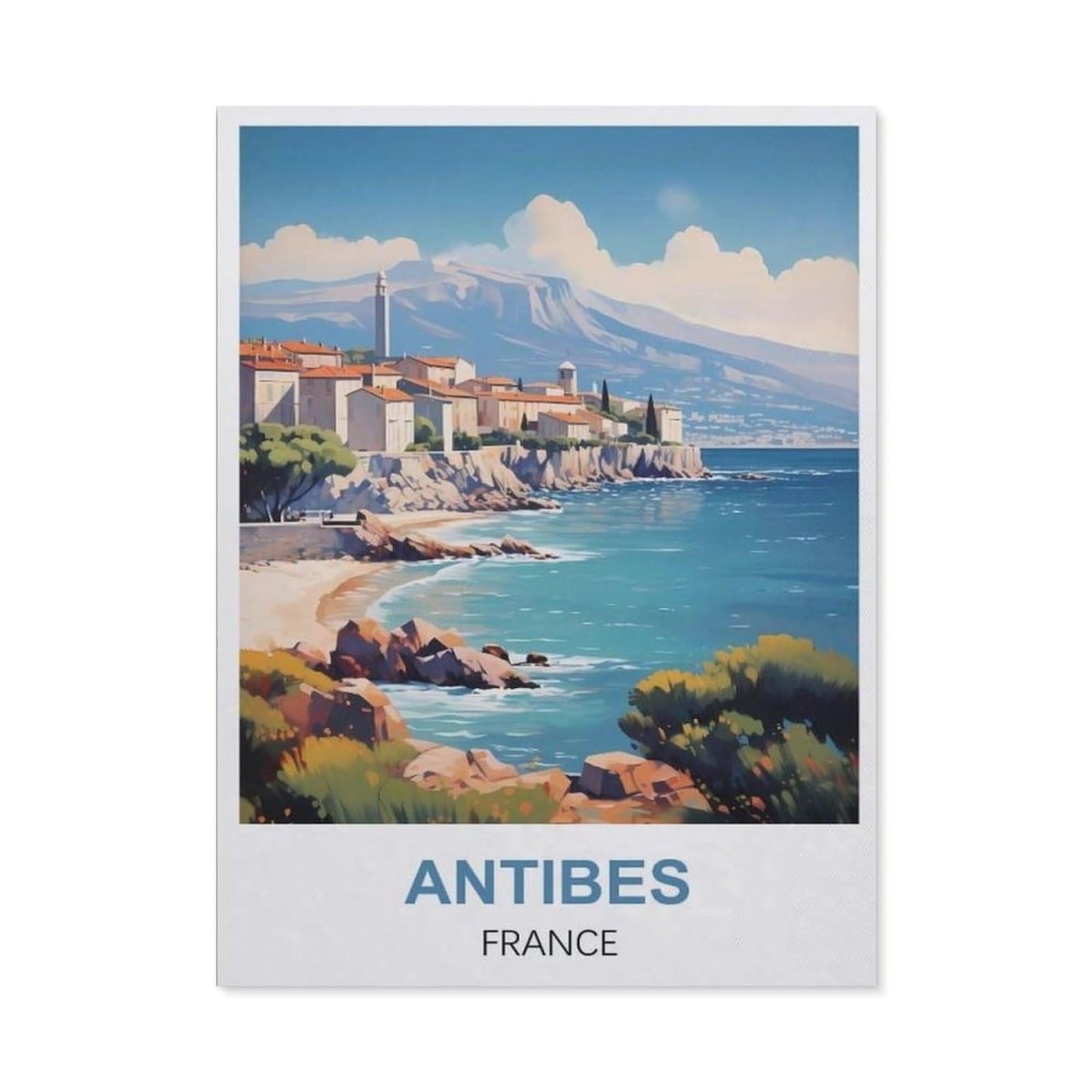 Funny Metal Tin Sign Wall Decor，Antibes France(30x40cm）