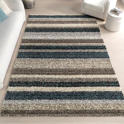 nuLOOM Classie Hand Tufted Shag Area Rug, 5' x 8', Blue Multi